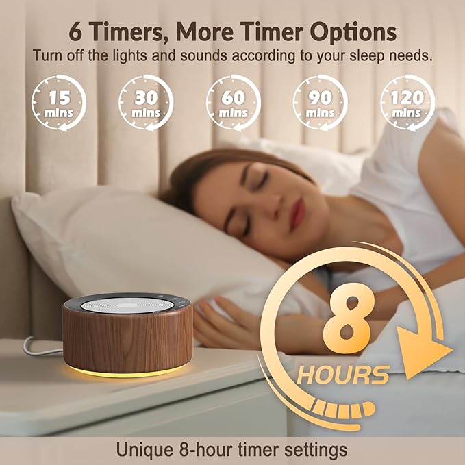 Nursery Lamp with Sound Machine, Mood Lighting, 7 Colors Night Light, 30 Soothing Sounds, White Noises for Baby, Adults. Timer, Plug in, Memory Function, Touch Control