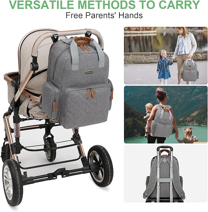 Diaper Bag Backpack with Changing Station, Baby Diaper Bag Organizer for Moms Dads Large Baby Changing Bags