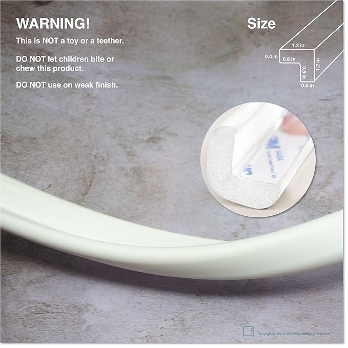 Roving Cove HeftyFit Edge Protector for Baby Proofing (9ft Large Edge Only), Heavy-Duty Soft Furniture Edge Bumper Guards, Desk Edge Cushion, Wall Corner Covers, 3M Adhesive, Oyster White (Off White)