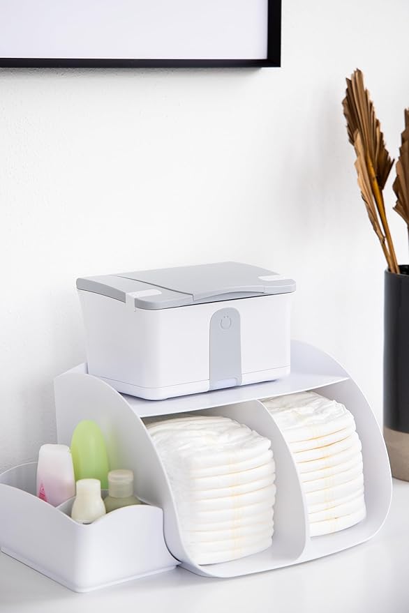 Ubbi Tabletop Diaper Caddy, Diaper Storage, Caddy Organizer, Stores Baby Diapers, Wipes & Baby Accessories, White