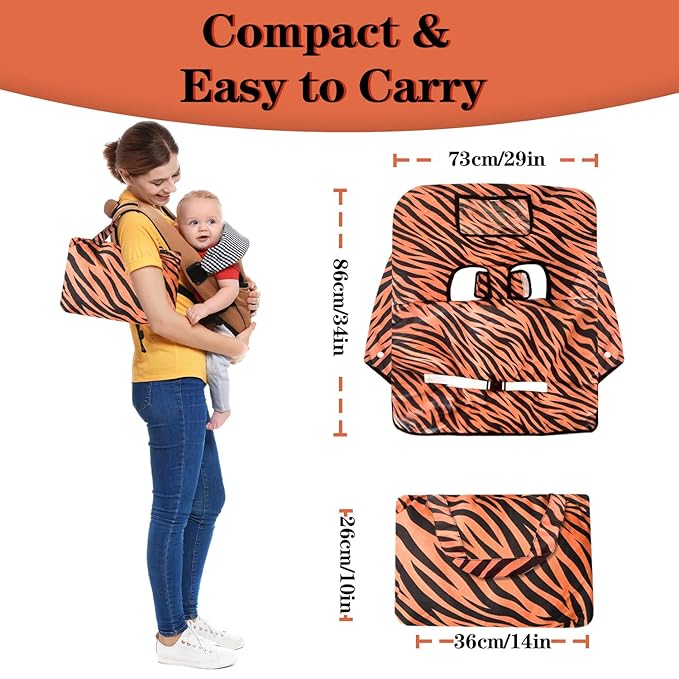 Shopping Cart Cover for Baby Girl & Boy 2-in-1 High Chair Water Resistant High Chair Cover w/Phone Pouch & Pocket Gender Neutral Cart Cover for Tiger Texture Babies Padded Grocery Cart Cover for Baby