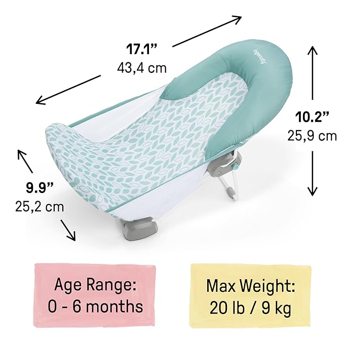 Ingenuity Foldaway 2-Position Bather, 2-Position Bath Support for Sink or Bathtub, for Ages 0-6 Months, Up to 20 Pounds