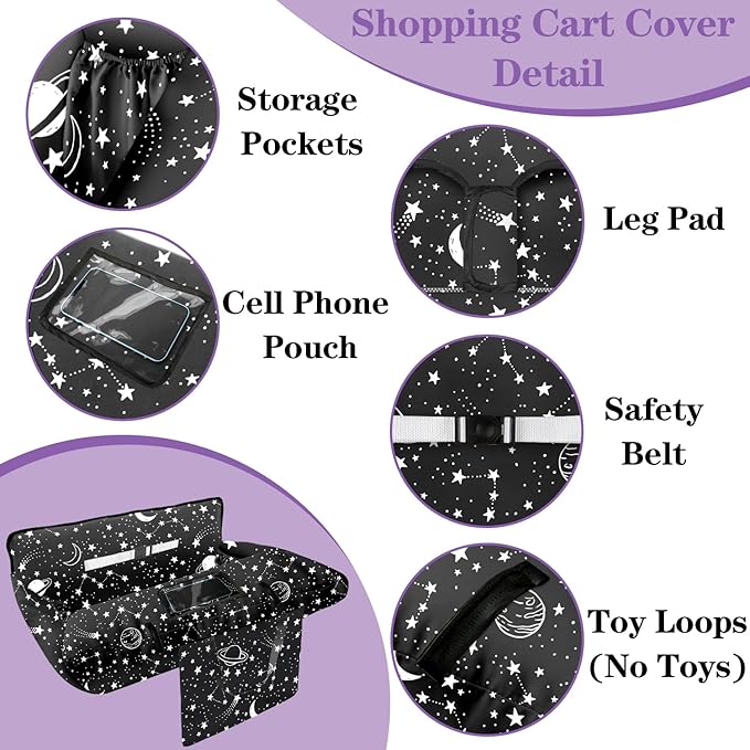 Shopping Cart Cover for Baby Girl Boy 2-in-1 High Chair Water Resistant High Chair Cover w/Phone Pouch Pocket Gender Neutral Cart Cover for Babies Padded Grocery Cart Cover for Baby