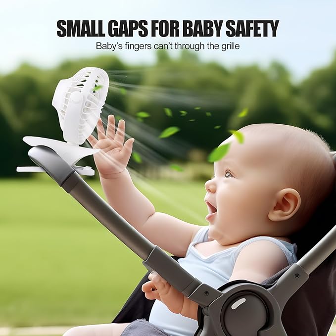 Portable Clip Fan Battery Operated,3 Speeds USB Rechargeable Mini Table Fan with Strong Airflow,360°Rotation Ultra Quiet Personal Desk Fan for Home Office Bedroom Dorm Stroller Camping(White)