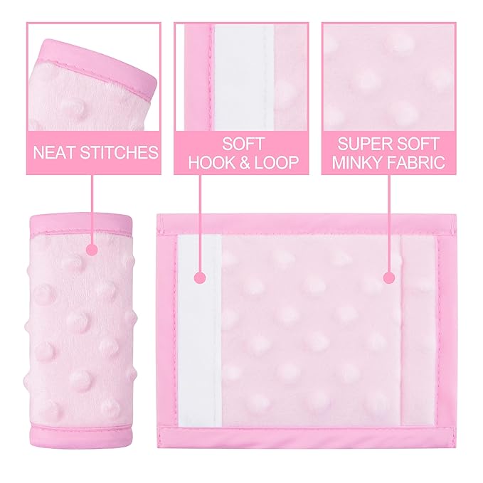 Pro Goleem Car Seat Strap Covers for Babies Girl Soft Car Seat Strap Shoulder Pads for All Car Seats, Stroller, Pushcar, Small Size Designed for Newborn, Pink