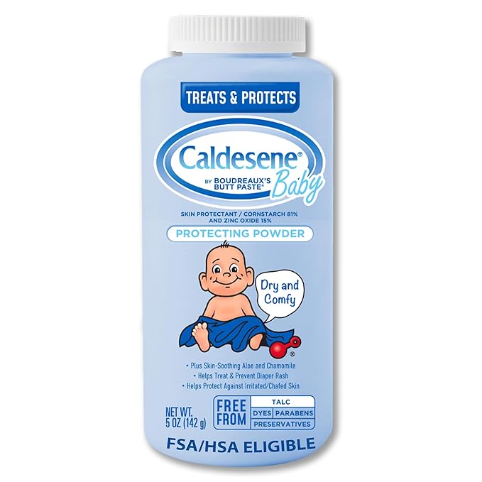 Caldesene Dry & Comfy Baby Powder with Zinc Oxide & Cornstarch, Free from Talc & Preservatives, 5 Oz.