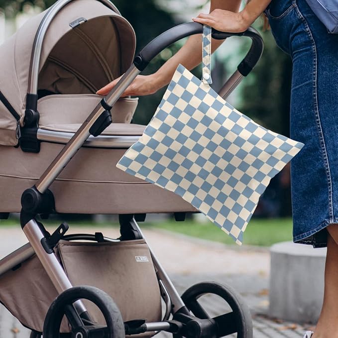 4 Pack Cute Wet Bag Waterproof Washable Reusable Wet Dry Bag for Swimsuit Dirty Clothes Diaper Travel Pool Sport Gym Christmas Birthday Party Camping Toiletries Beach Essentials, Colorful Checkered