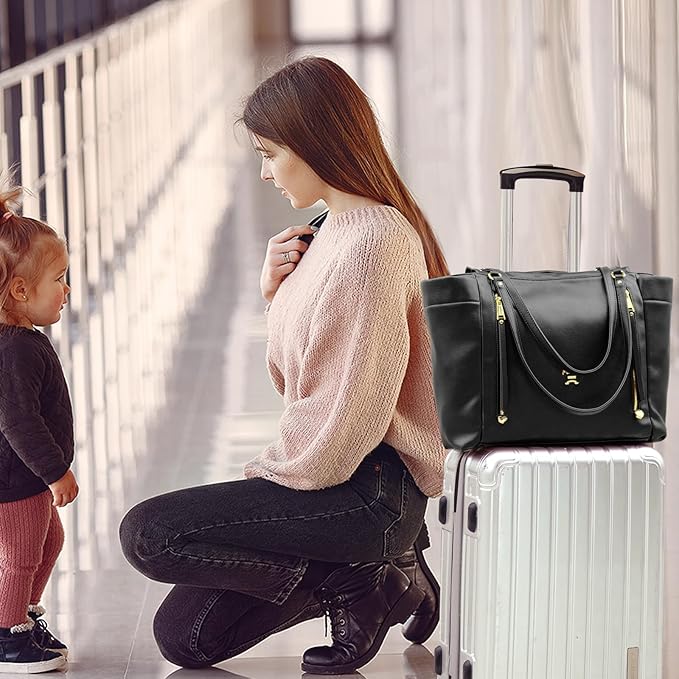 miss fong Diaper Bag Tote Leather Diaper Bag Backpack,Large Capacity Mommy Bag Hospital Bag,12 Pockets Travel Diaper Tote with Changing Pad,Stroller Straps & Insulated Pockets for Mom & Dad-Black