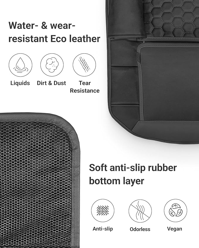 Owleys Back of Seat Organizer for Kids with Transparent Tablet Pocket & 8 Compartments | 27.5"x18.5" | Black Travel Accessory for SUV, Truck, Sedan, Van, Jeep