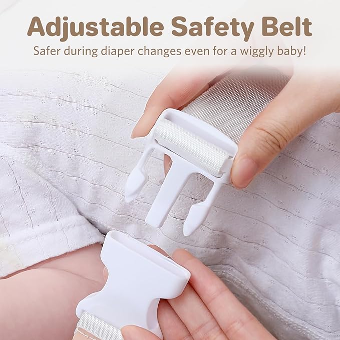 Waterproof Baby Diaper Changing Pad EVA Foam Wipeable Teddy Bear, Non-Slip Base Changer Pads Portable with Adjustable Safety Belt, Easy to Clean Change Mat Fits All Changing Station Table Dresser Bed