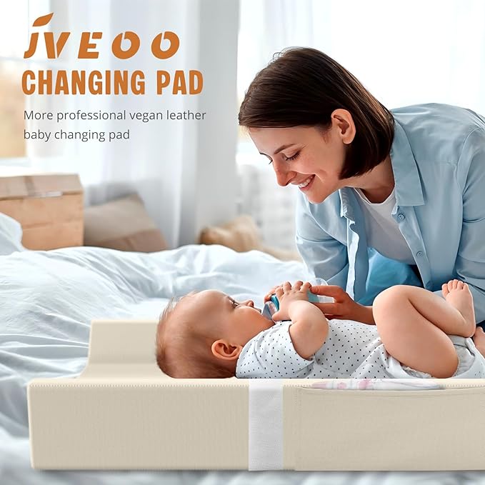 Vegan Leather Baby Changing Pad, Waterproof & Wipeable Soft Diaper Changing Mat 32“ x 16.6" Comfortable Infant Changing Station for Dresser & Table