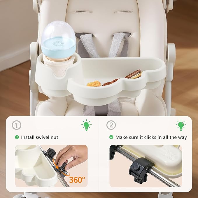 Li & Zhao Universal Stroller Snack Tray Attachment - Universal Snack Tray for Cloud Cup Holder Tray Stroller Tray Attachment Plastic Accessories for Baby,Toddler(Beige)