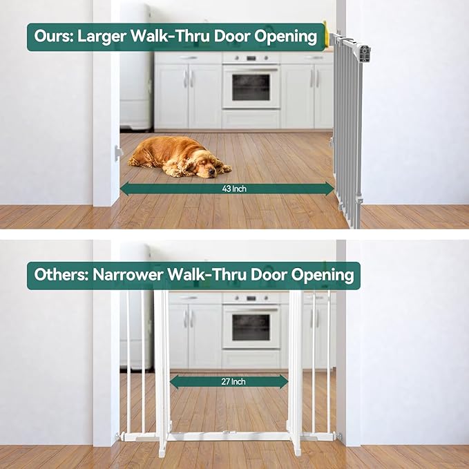 Babelio Baby Gate for Stairs, Kitchen & Doorways, 26-41" W 28" H No Bottom Bar| Easy Installation| One-Handed Operation| Auto-Close| Hardware Mount Safety Dog/Pet Gate Indoor (Grey)