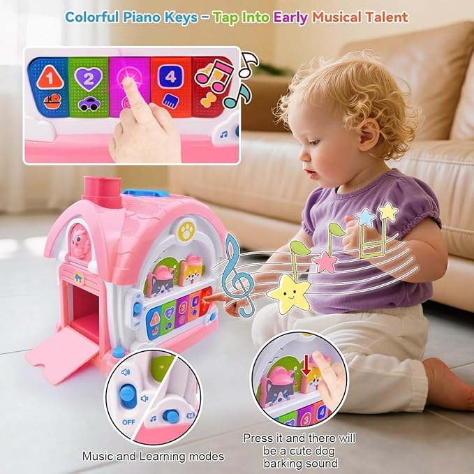 Toys for 1+ Year Old Girls – 9-in-1 Montessori Musical Toddler Activity House with Lights, Sounds, Bilingual Learning, Ideal 1st Birthday Xmas Gifts for Girls Ages 1 2 3