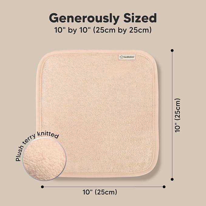 6-Pack Soft Baby Washcloths, Viscose from Bamboo - Kids, Newborn Bath Towels, Infant Shower, Toddler Reusable Face Towel, Gentle on Skin, Face Wash Cloths for Babies, 10x10 (Peachy)