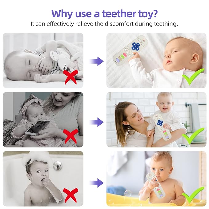 Chuya Silicone Baby Teether Toy TV Remote Control Shape Chew Toy for Babies 3+ Months, Teething Relief Baby Toys for Infants (White)