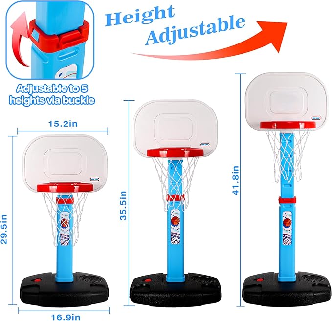 AOKESI Toddler Basketball Hoop Indoor for Age 1-3, Adjustable Mini Basketball Hoop, Kids Basketball Goal Outdoor Sport Poolside Game Birthday Christmas Toys Gifts for Baby Boys Girls 2 3 4 5
