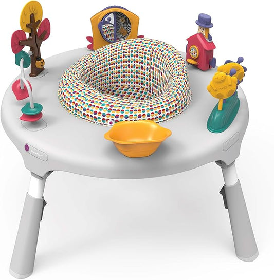 ORIBEL PortaPlay 2-in-1 Baby Activity Center & Play Table| 5 Months+ | Convertible & Portable Stage-Based for Baby| with Development Focused Toys | Unisex (Wonderland Adventure, Grey)