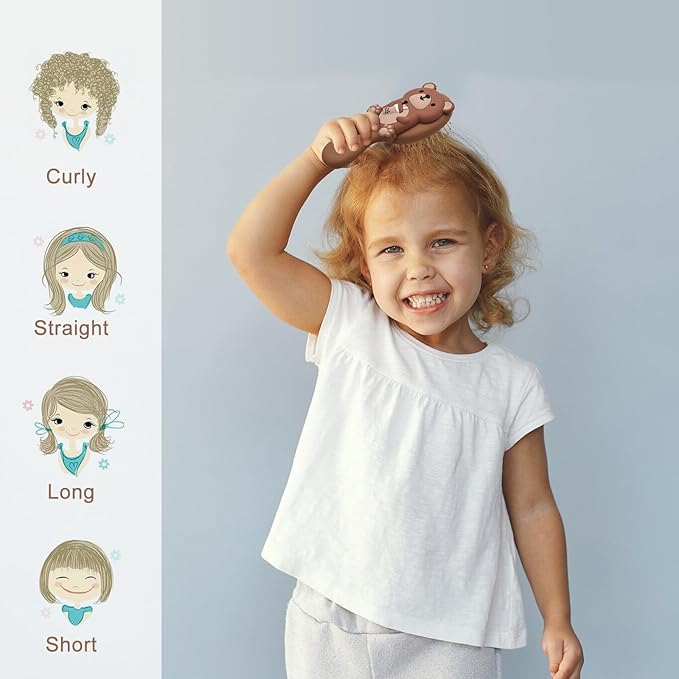 Mini Toddler Hair Brush Detangler Brush Kids Detangling Hairbrush Soft Massage Comb Small Travel Hair Brush for Thick Curly Thin Long Short（Brown）