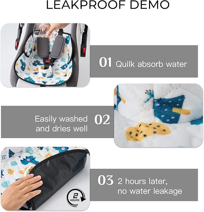 2 Pack Baby Waterproof Car Seat for Potty Training Pad,Piddle Pads Carseat Protector with Waterproof Seat Liner (Light-1 Pack+Dark-1 Pack)