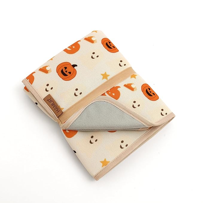 HAMUR HOME Portable Baby Changing Pad – Waterproof, Foldable & Lightweight Travel Mat – Soft & Machine Washable Diaper Changer – Compact & Durable(Halloween)