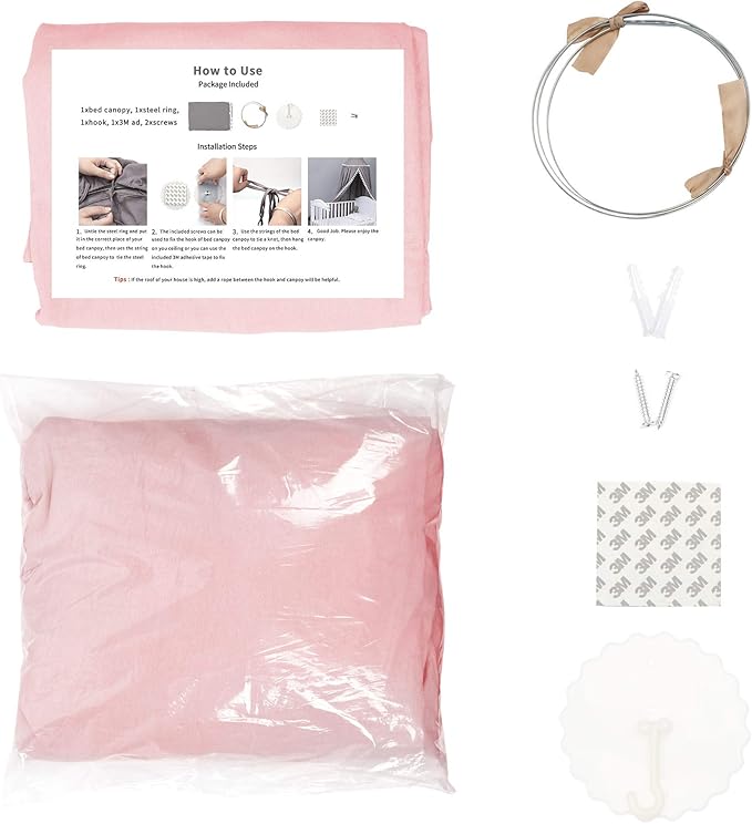 MAMERIA Kids Bed Canopy with Frills Cotton Hanging Tent Curtain Net for Reading Nook Hideaway Bedding Play Room Decor (Dusty Rose)