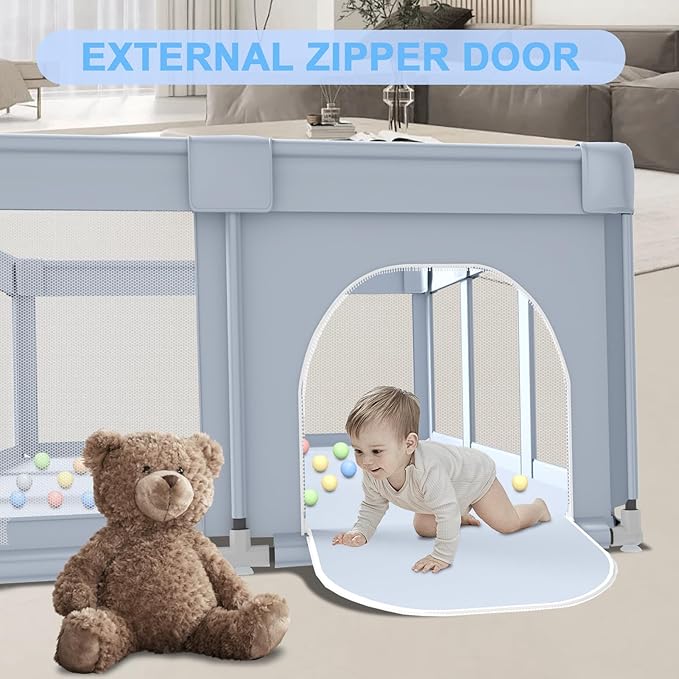 Baby Playpen Baby Playard Large playpen 74 x 50 inch, Playpen for Babies and Toddlers with Gate, Safety Baby Activity Center for Indoor & Outdoor