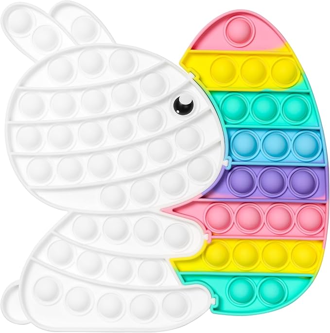TOMMIKE Easter Bunny Pop It Fidget Toy Bubble Sensory for Anxiety & Stress Relief Special Needs Autism Learning Office School Game Craft Kids Adults (Easter)