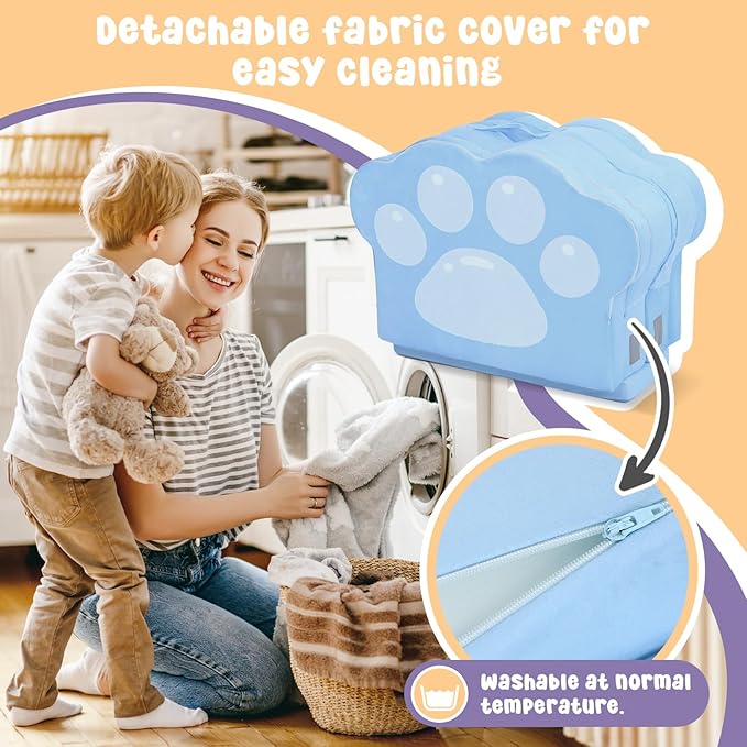 Foldable Portable Toddler Travel Bed,Toddler Floor Bed with Washable Cover for Kids,Soft and Safe (Blue)