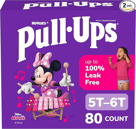 Pull-Ups Girls' Potty Training Pants, Size 5T-6T Training Underwear (46+ lbs), 80 Count (2 Packs of 40)