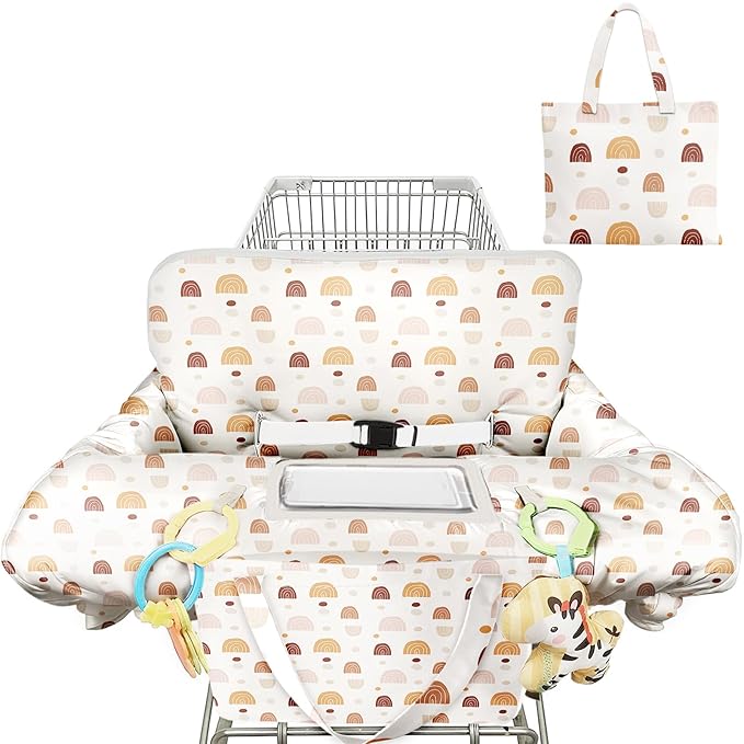 Shopping Cart Cover for Baby 2-in-1 High Chair Cover with Safety Harness Multifunctional Boho Pattern Cart Covers for Babies Soft Padded Grocery Cart Cover for Baby Boy Girl