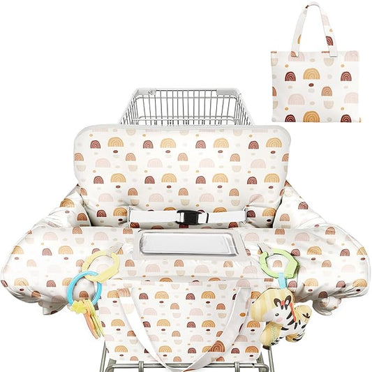 Shopping Cart Cover for Baby 2-in-1 High Chair Cover with Safety Harness Multifunctional Boho Pattern Cart Covers for Babies Soft Padded Grocery Cart Cover for Baby Boy Girl