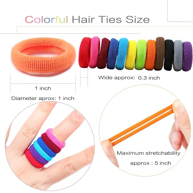 WillingTee Baby Hair Ties,300PCS Nylon Toddler Hair Ties for Girls, Kids Seamless Hair Bands, Girls Elastic Ponytail Holders,Multicolor
