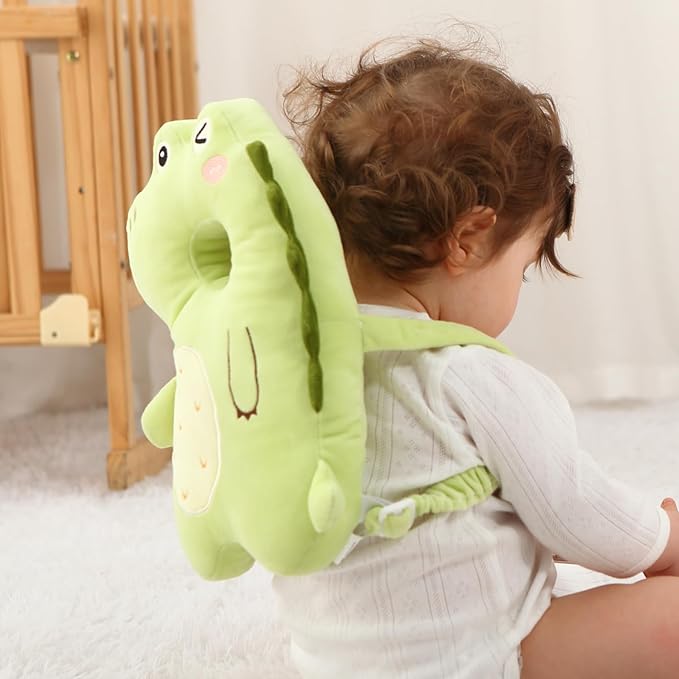 Baby Head Protector Backpack -Soft & Lightweight Pads - Prevents Bebes Backward Fall Dinosaur