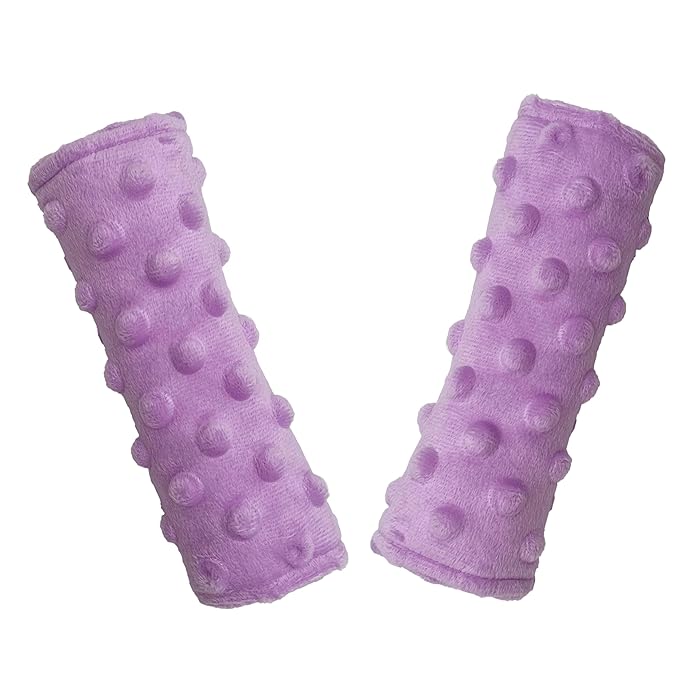 Baby Car Seat Neck Cover, Car Seat Strap Cover, Seat Belt Cushions Pads, Shoulder Strap Protectors, Reversible Pram Harness Covers in Minky Purple, Baby Neck Pad Protector