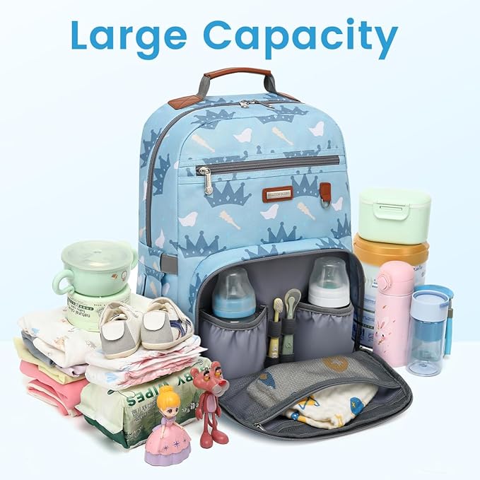 Diaper Bag Backpack, Large Baby Nappy Bags with Portable Changing Pad for Boys and GirlsMultifunction Travel Baby Bag for Moms Dads, Shower Gifts Waterproof and Stylish