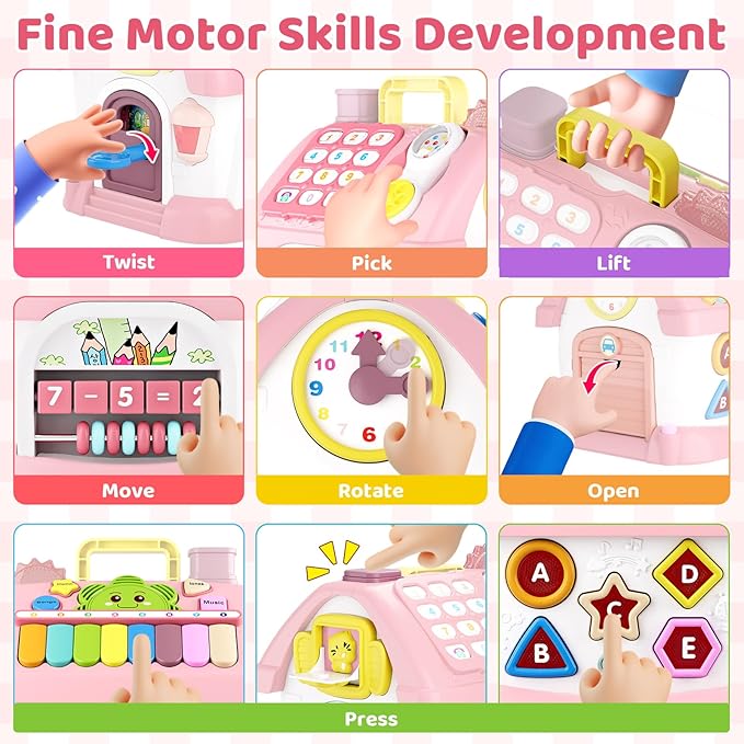 Marstone Toddler Toys for 1 Year Old Girl Gifts: First 1st Birthday Gifts for Girls and Boys, 8-in-1 Musical Learning House Baby Toys 6-12 12-18 Months, Educational Toddler for Ages 0-2