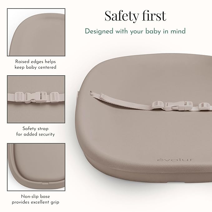 Evolur Eva Baby Changing Pad in Oat, Soft, Lightweight and Portable Changing Pad, Fits All Changing Table, Waterproof Firm Padding