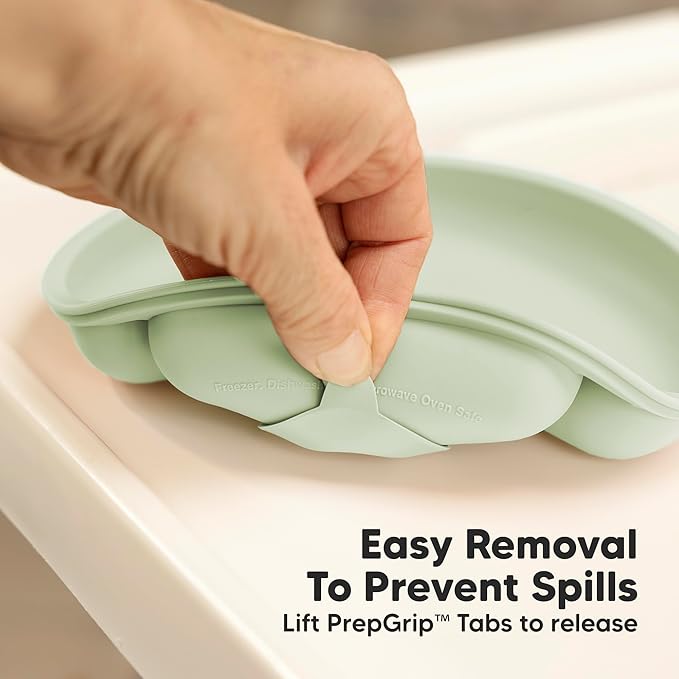 KeaBabies Suction Plates with Lids for Baby - 3-Pack 100% Silicone Toddler Plates with Suction, Divided, BPA-Free Baby Led Weaning Essentials for Kids, Dishwasher, Microwave Safe, Durable (Amaze)