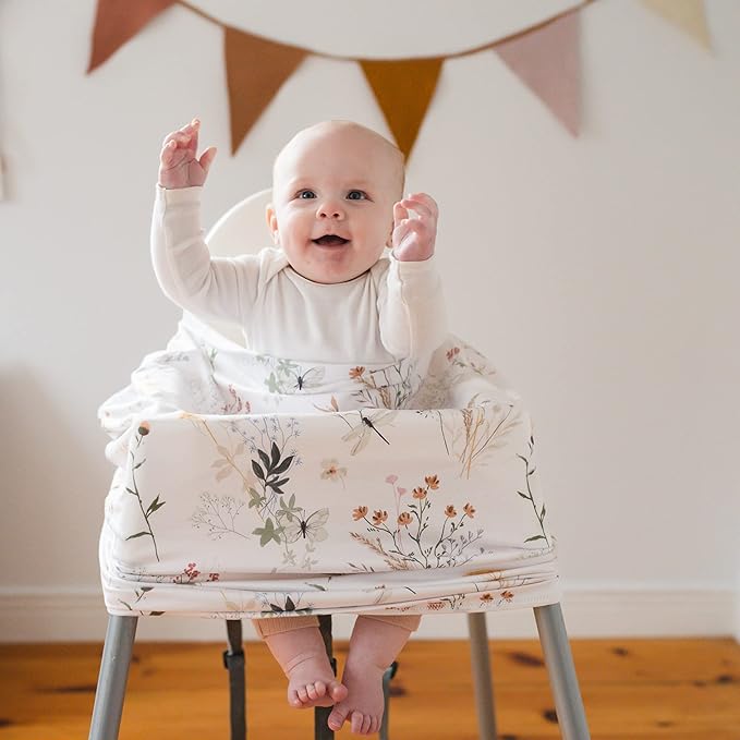 Pobi Baby Premium Multi-Use Cover - Nursing Cover, Baby Car Seat Covers, Shopping Cart, High Chair, and Breastfeeding Cover - Ultra-Soft, Stretchy, Floral Scarf for Baby and Mom (Wildflower)