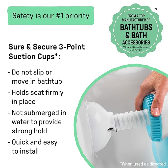 Ingenuity My Bath Seat for Sit-Up Baby Bathing, Sure & Secure Suction Cups, ASTM Safety Tested & Approved, Backrest for Assisted Sitting, Easy Setup & Storage, Pink