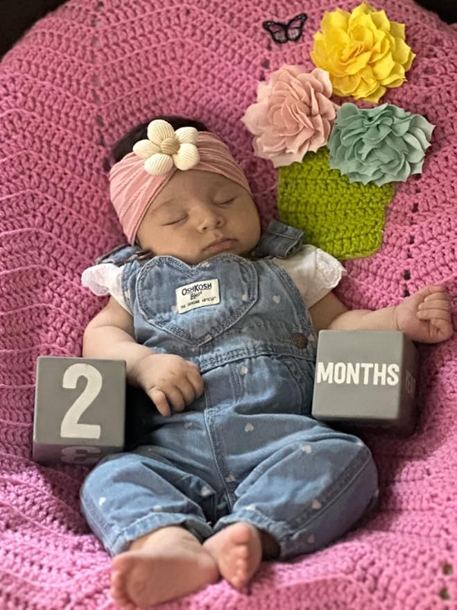 CÉLLOT 5 Pcs Baby Flower Headbands Baby Girls Nylon Headbands Soft Hairbands Hair Accessories for Newborn Infant Toddler Kids（Pink）