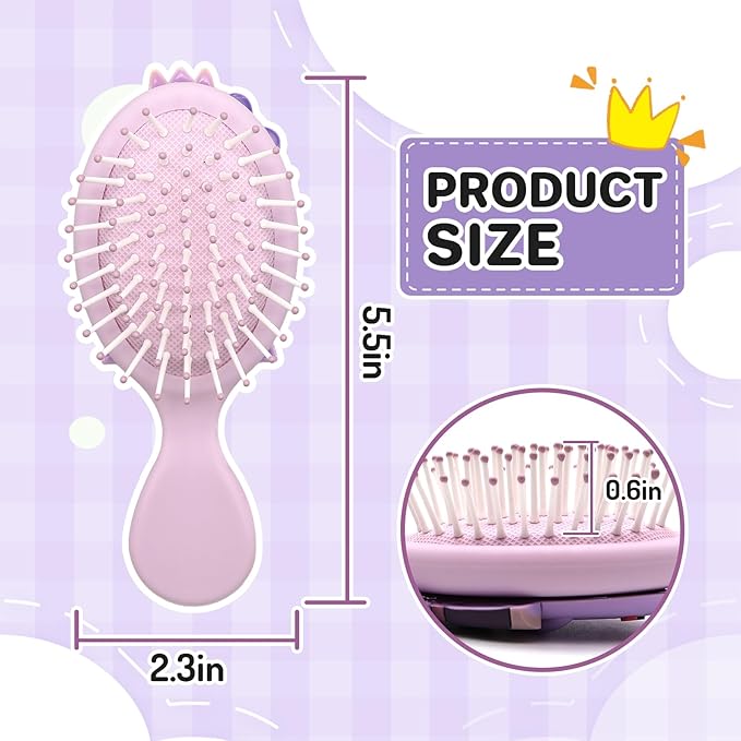 Toddler Detangler Brush - Mini Massage Brush for Kids with Air Cushion - For Thin Hair of Boys and Girls - Purple