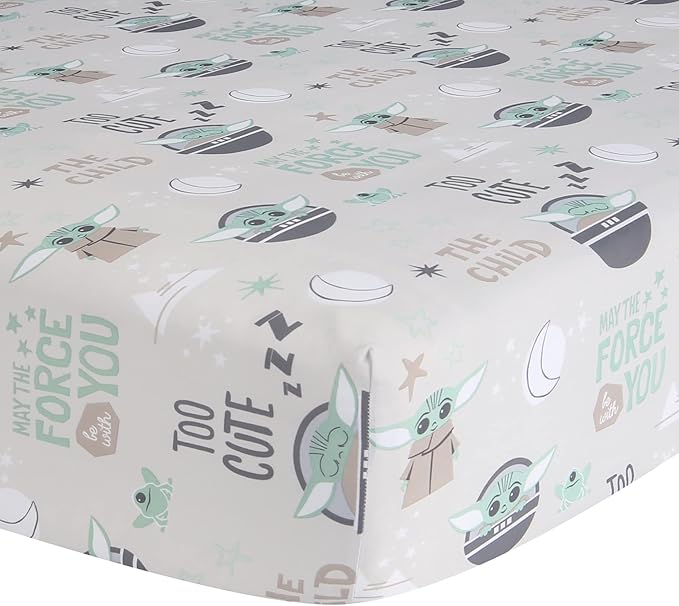 Lambs & Ivy Star Wars Cozy Friends Baby Yoda/Grogu Fitted Crib Sheet
