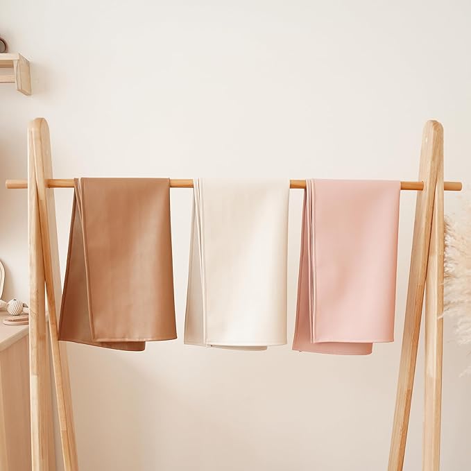 Konssy Faux Leather Baby Changing Mat, Waterproof, Wipeable & Portable Diaper Changing Pad for Travel or Home, Fits Perfectly in Diaper Bag, 30 x 17 inches (Blush,Beige)