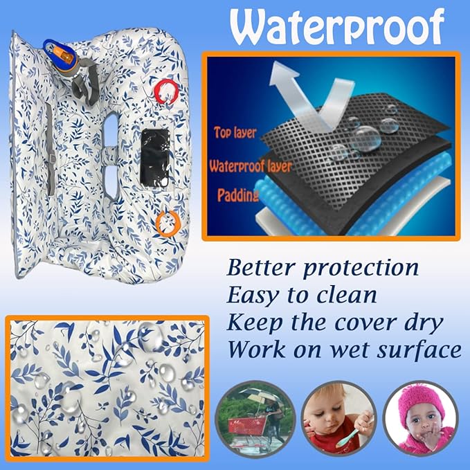 Shopping Cart Cover for Baby Grocery Cart Cover for Baby boy and Baby Girl, High Chair Cover for Baby and Toddler, Baby Registry Gift - Waterproof - Extra Large - Cotton - Double Sided (deep Blue)