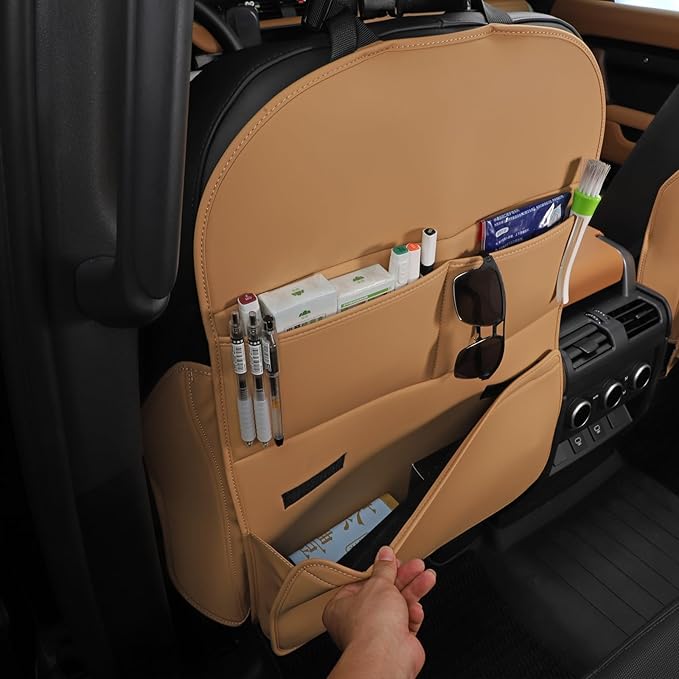 Seat Back Protector,Preventing the Impact of Children Stepping on the Seat Backrest,Beautiful appearance and easy to clean,black (Brown-2 psc)