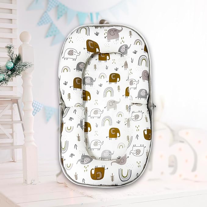 Baby Lounger, Foldable Portable Infant Lounger, Baby Nest Cover, Suitable for 0-24 Months Newborn Baby Lounger,Home Travel Dual-Purpose Baby Nest (White)