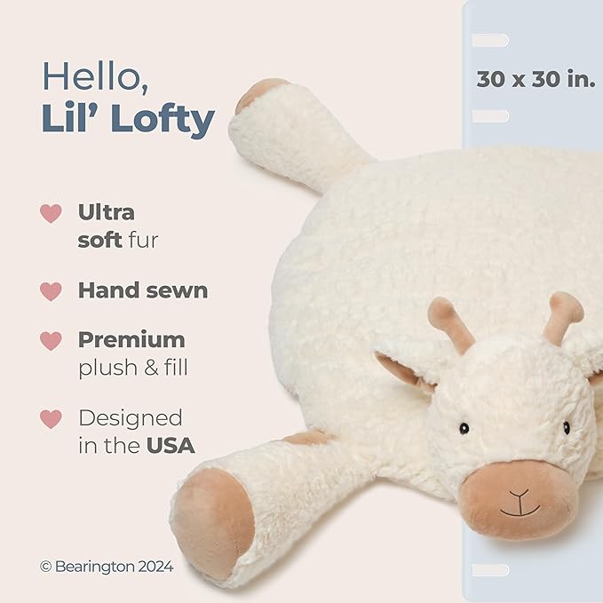 Bearington Lil' Lofty 30 x 30 Inch Giraffe Tummy Time Mat - Giraffe Baby Blanket - Baby Floor Blanket - Safari Nursery Decor