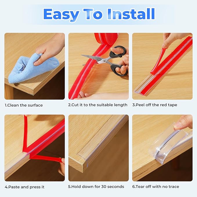 Edge Corner Protector Baby Proofing, Clear Soft Corner Protectors Baby Proof, Furniture Corner Guard & Edge Safety, Edge Protector for Table and Fireplace(9.8ft L*0.78inch W*0.09inch H)